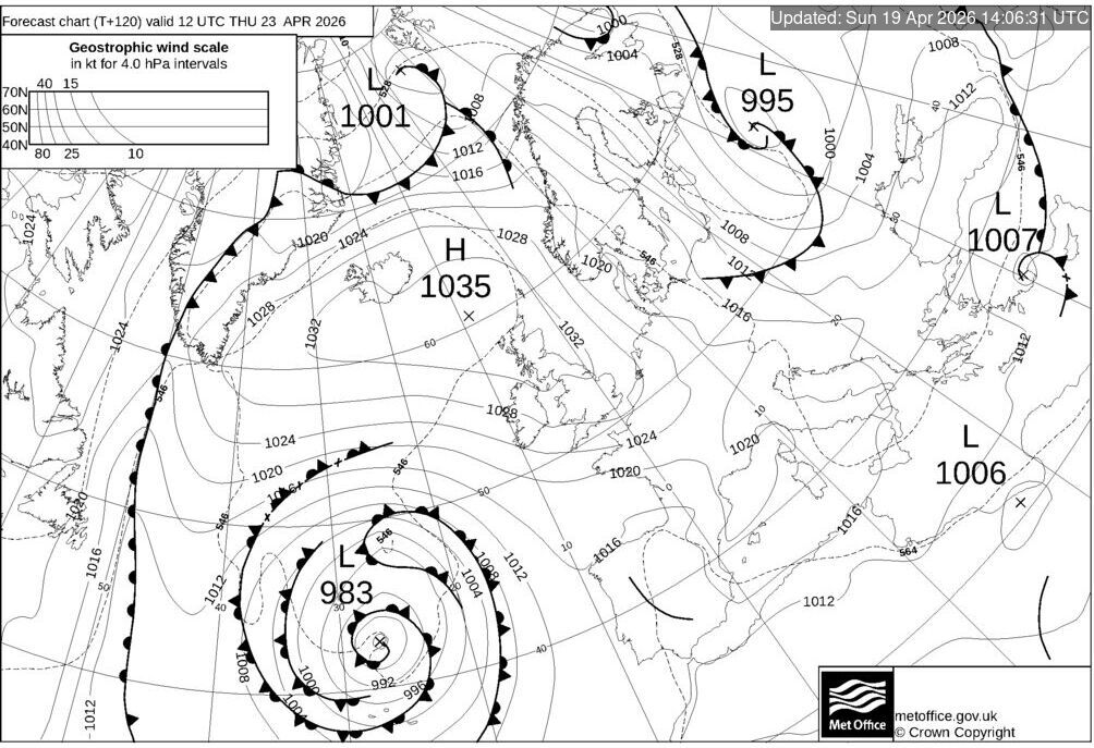 T+120 Hours Surface Forecast (North Atlantic)
