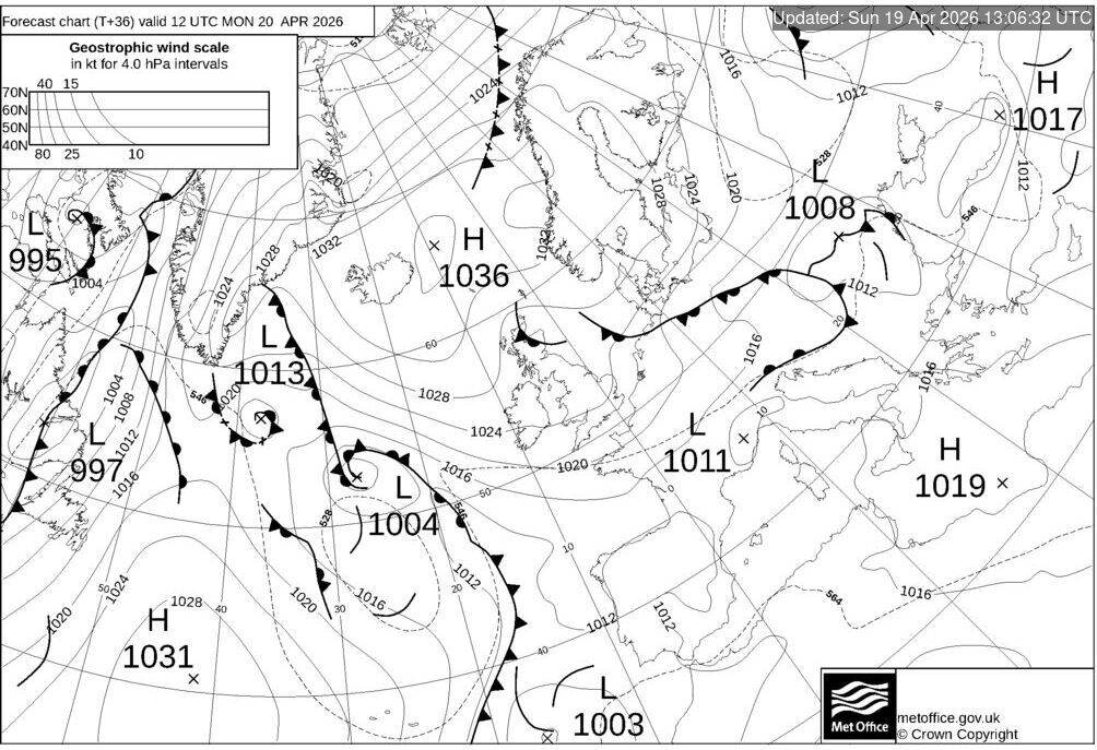 T+36 Hours Surface Forecast (North Atlantic)
